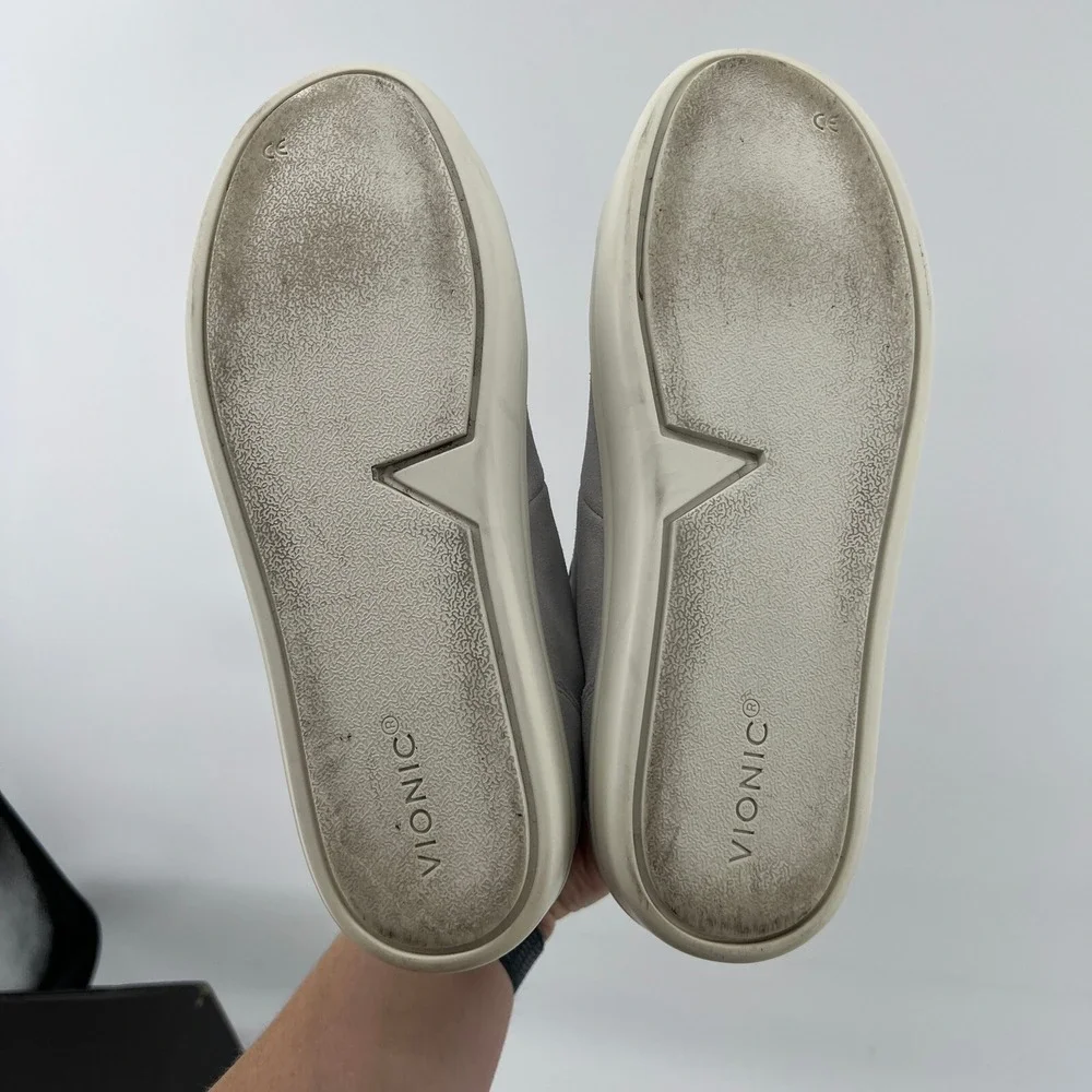 Vionic Women 8.5 Rosemont Suede Side-Zip Casual Sneakers Vapor Grey Arch Support
